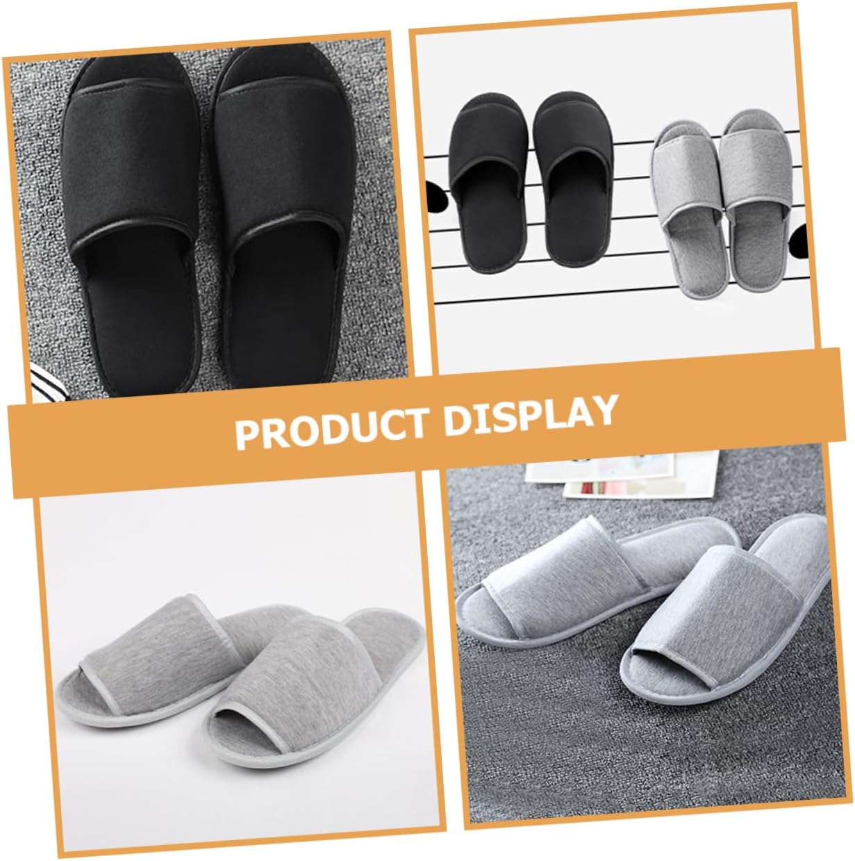 MERRYHAPY Unisex Washable House Slippers Travel Foldable Slippers 2 Pairs Set Soft Fabric for Men Women