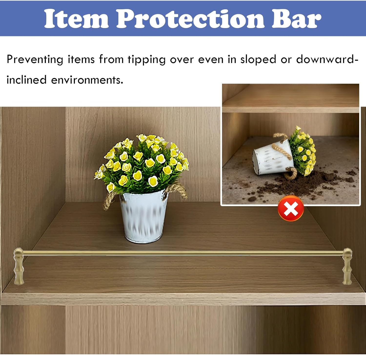 Brass Shelf Guard Railing Set, 5 pcs 32in (81cm) Decorative Shelf Rail Barrier for Magazine Rack, Display Cabinet, Cupboard - Perfect for Home Organization