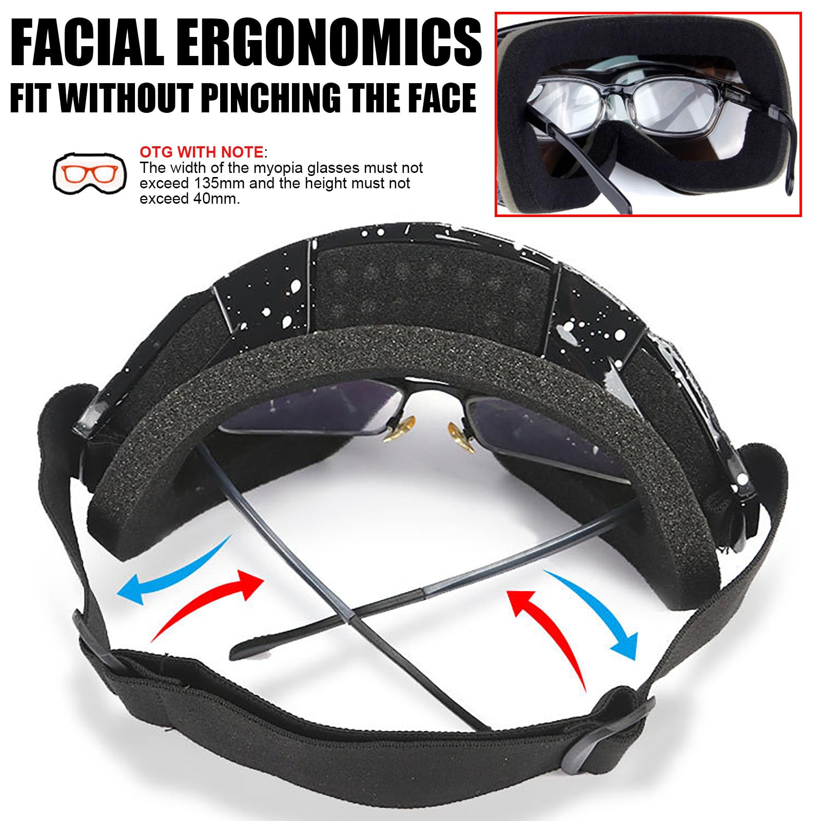 Juego de 4 gafas de motocross con cubierta facial, gafas de motocicleta ATV Motocross Riding Offroad anteojos para adultos, hombres, mujeres jóvenes, mármol negro
