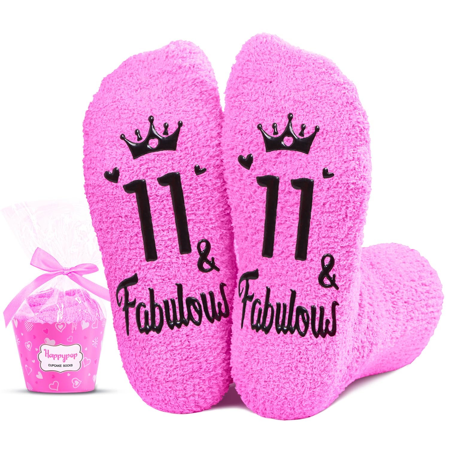 HAPPYPOPBirthday Gifts Ideas for Girls - Pink Fuzzy Socks for Kids, Gifts for Girls Age 5-12, Presents for 5-12 Years Old