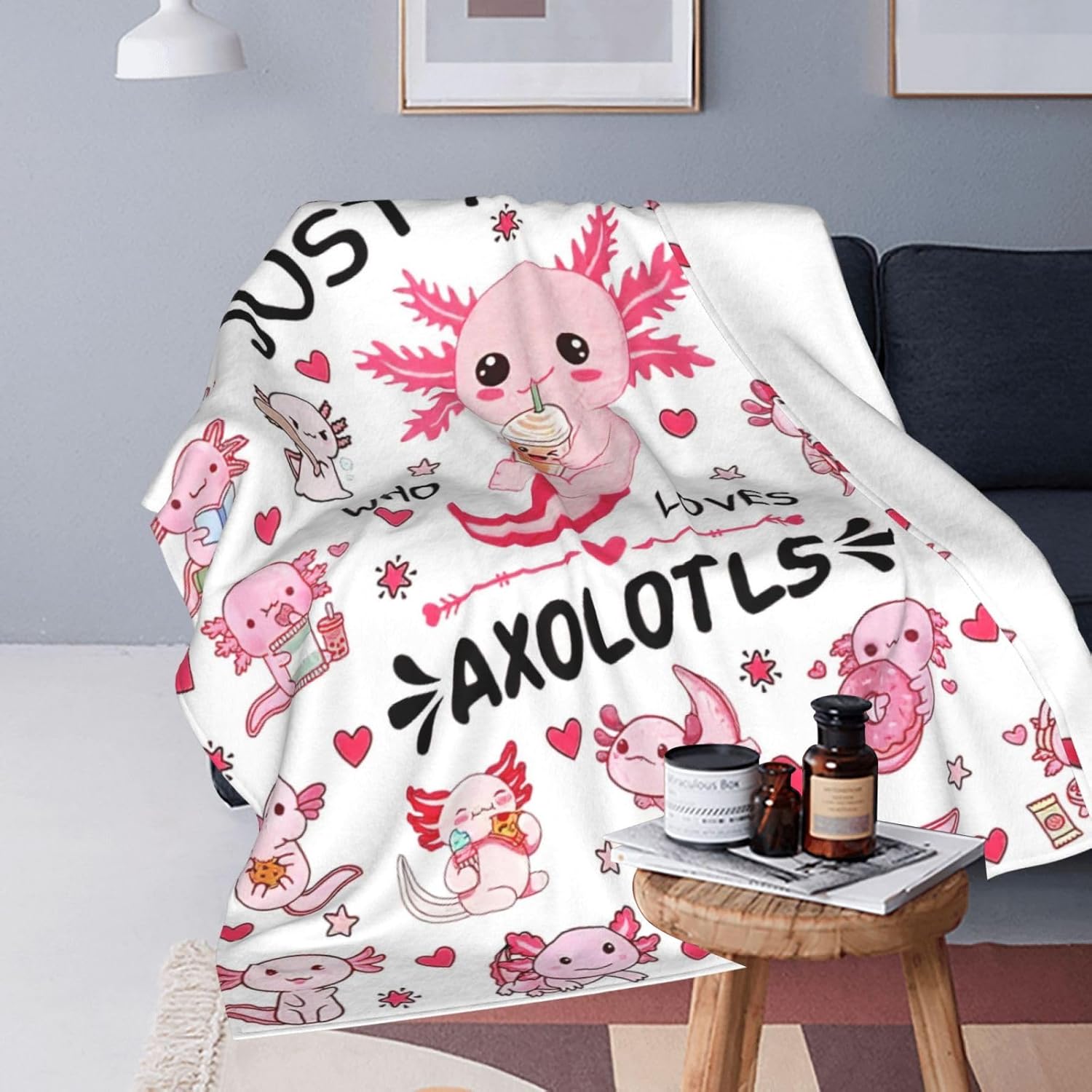 SweetFox Just A Girl Who Loves Axolotls Blanket Cute Axolotl Decor Throw Blanket Gifts for Girls Boys Lovers Super Warm Soft Plush Fleece Flannel Bedding Blankets for Kids Adults Men Women 50"X40" - Image 7
