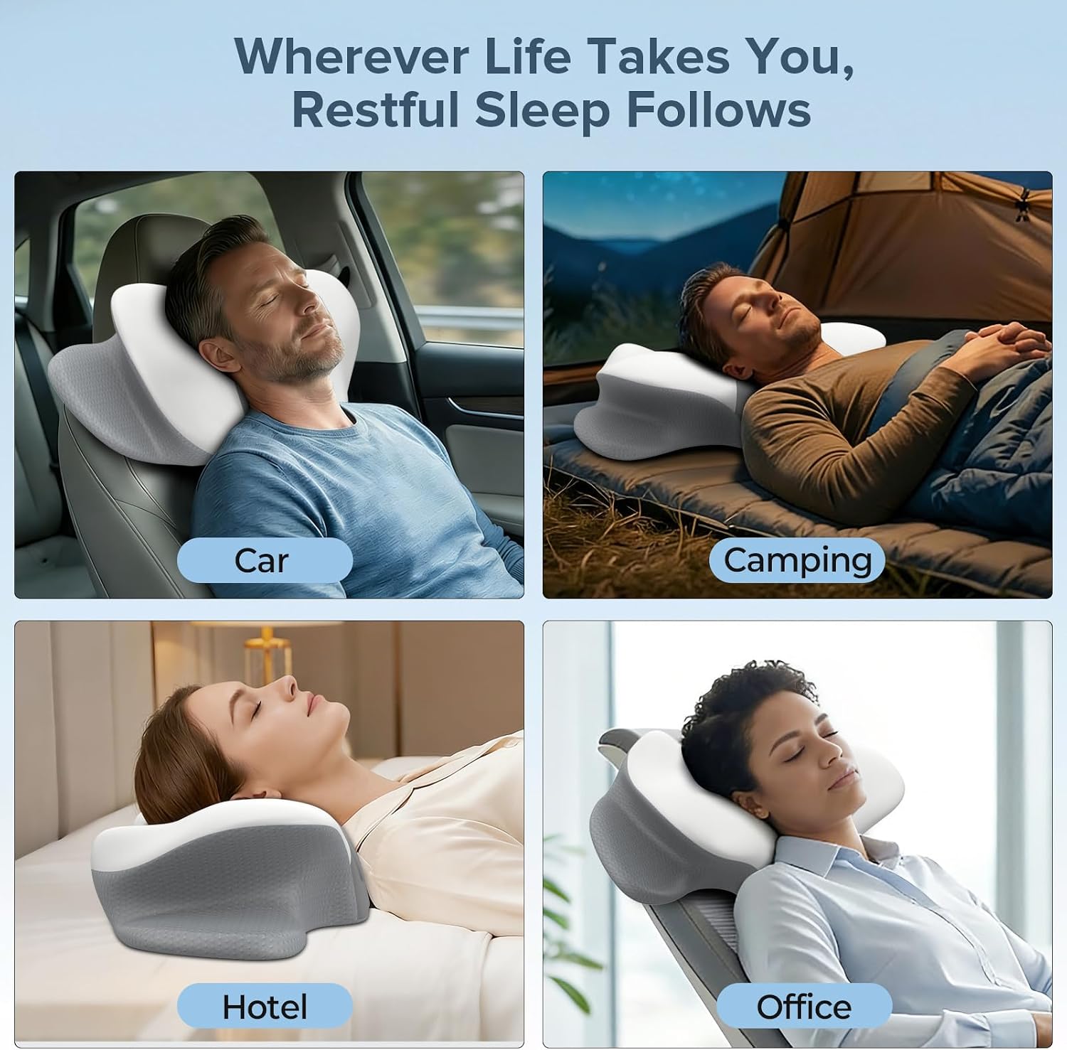 beslovo Cervical Neck Pillow for Pain Relief, Ergonomic Side Sleeper Pillow for Sleeping, Orthopedic Neck Support Contour Memory Foam Pillow for Side Back Stomach Sleepers, Ideal for Office Travel
