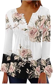 Black Long Sleeve Top Women Women's Casual Trumpet Long Sleeve Printed Buttoned Basic Ruched Corset Tunic Tops Pleated T-Shirts Blouses Checked Shirts Womens Black Square Neck Top