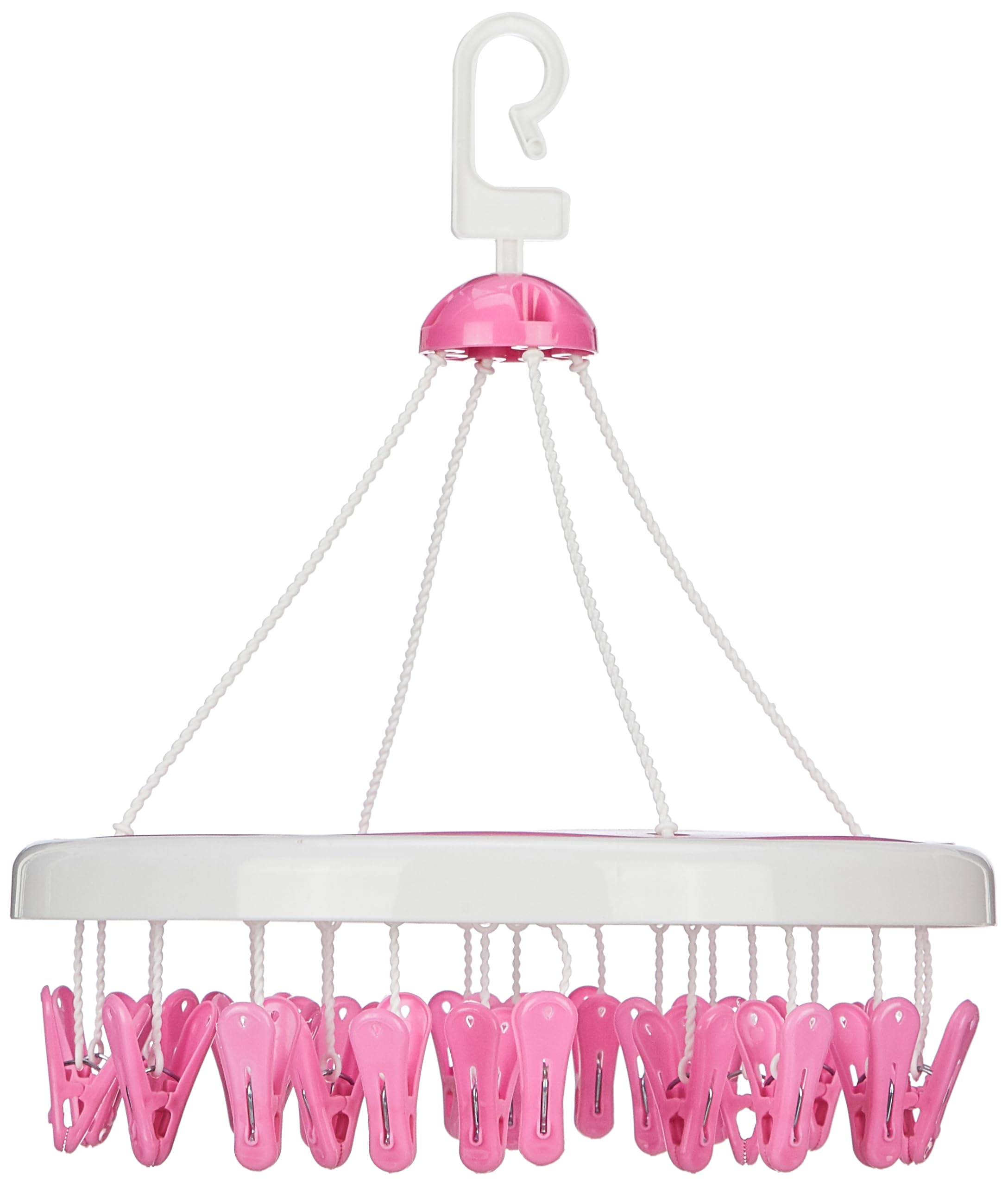 Amazon Brand - Solimo Round Cloth Drying Stand Hanger with 24 Clips/Pegs | 360° Rotatable Baby Clothes Hanger Stand | Space-Saving, Portable, Foldable (Pink) (B0D1VDS1G9) Amazon Price History, Amazon Price Tracker