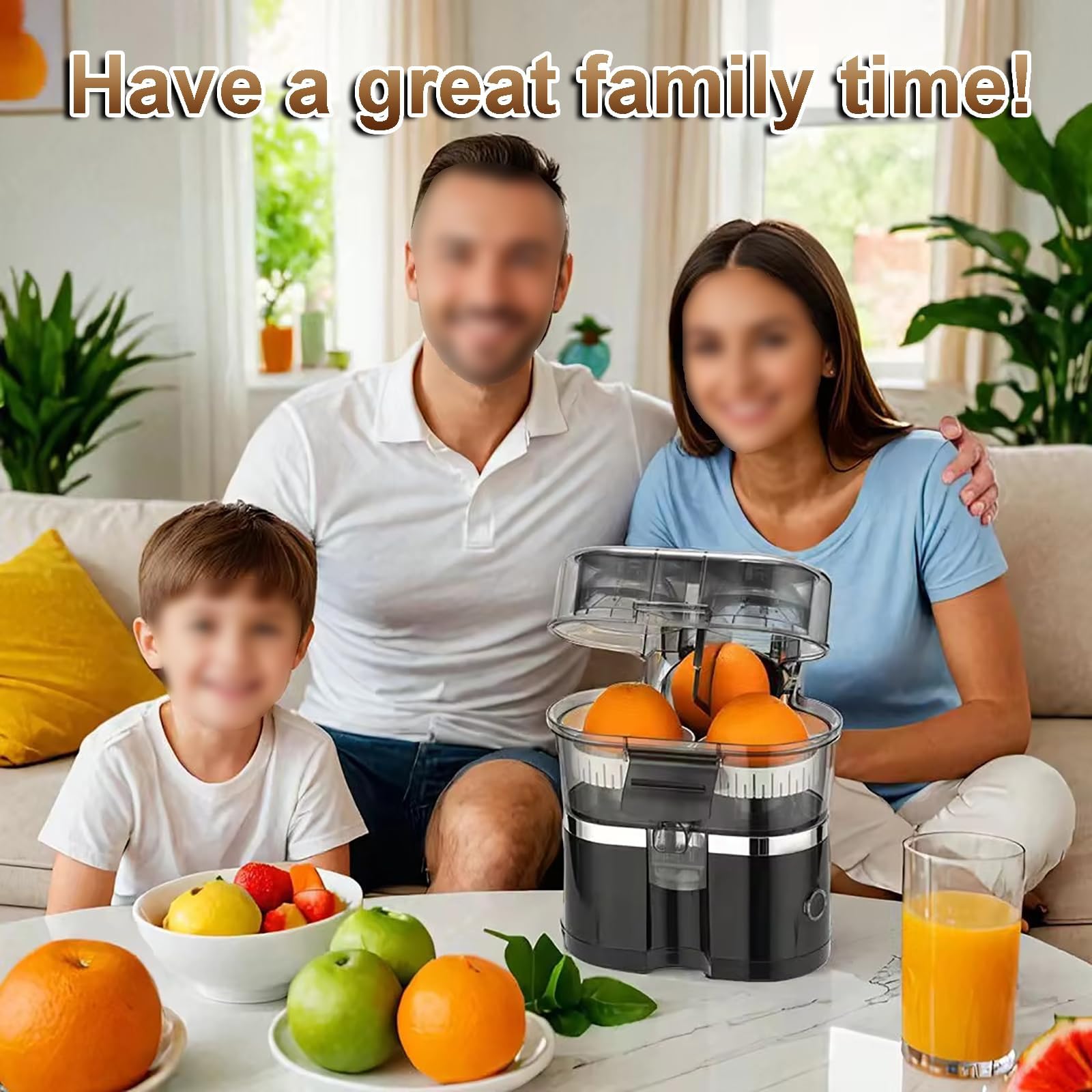 Exprimidor eléctrico de cítricos, exprimidor automático de doble cabezal y cortador de cítricos integrado para jugo fresco de naranjas, limones, limas, pomelos, fácil de usar
