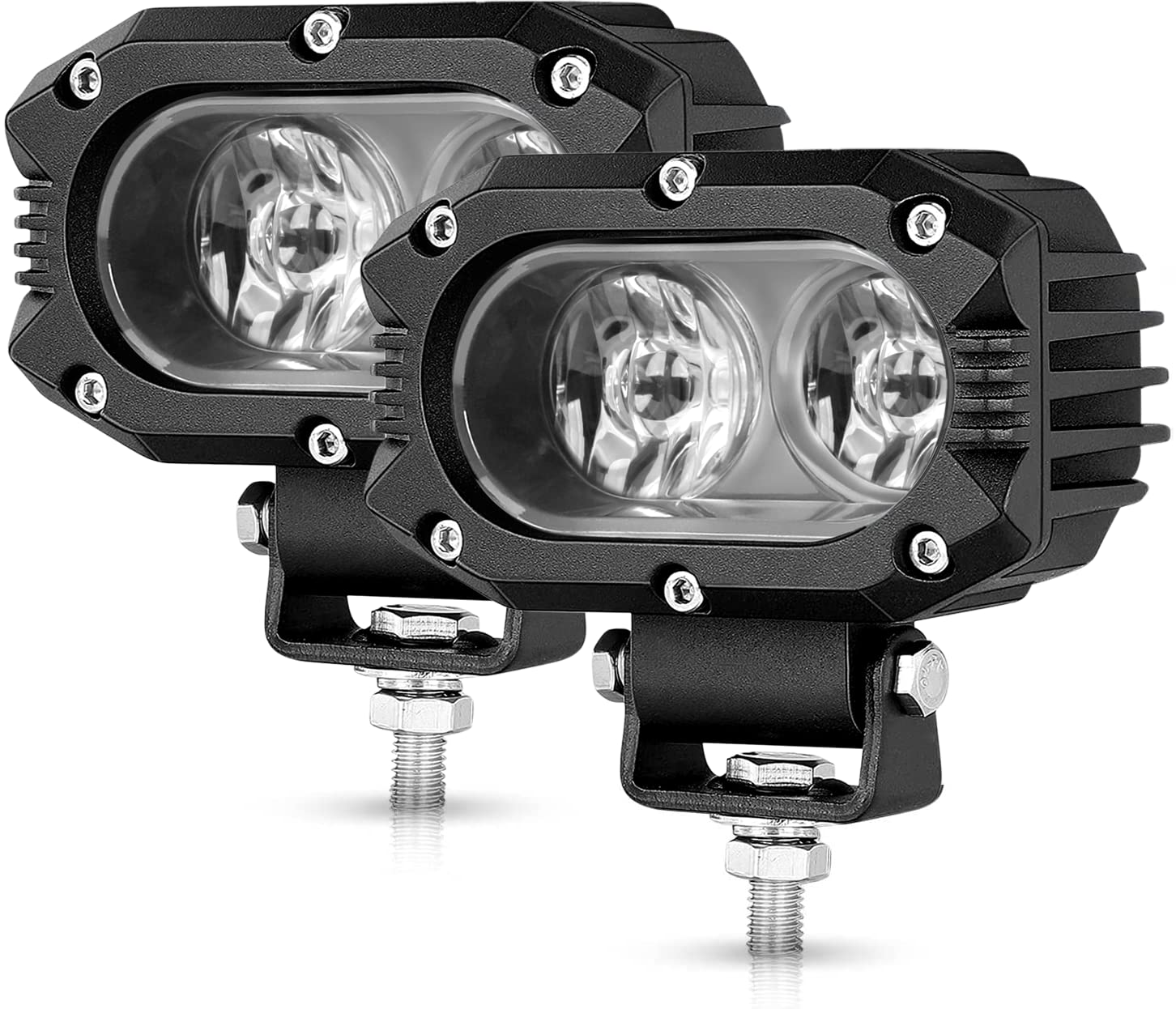 CO LIGHT LED Pod Flood Lights 4 inch 96W Driving Fog Lights LED Work Light Bar for Trucks Motorcycle SUV ATV UTV Boat Tractor Golf Roof Bumper Auxiliary Lights, 2PCS