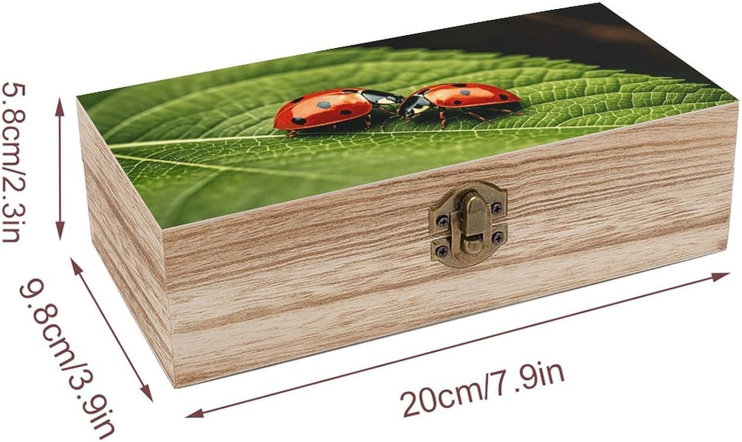 Leaves And Ladybug Wooden Decorative Storage Box Jewelry Box image 2