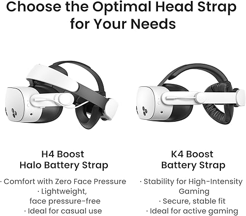 Vista 7 de KIWI design K4 Boost Battery Head Strap for Meta Oculus Quest 3/3S, Adjustable VR Headband Accessories with Dual Charge, Extend Playtime & Reduce