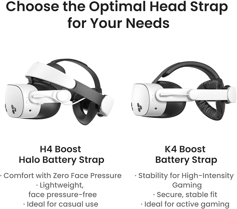Baretă confortabilă cu baterie KIWI design K4 Boost pentru Meta Oculus Quest 3/3S cu încărcare dublă în 2,5 ore