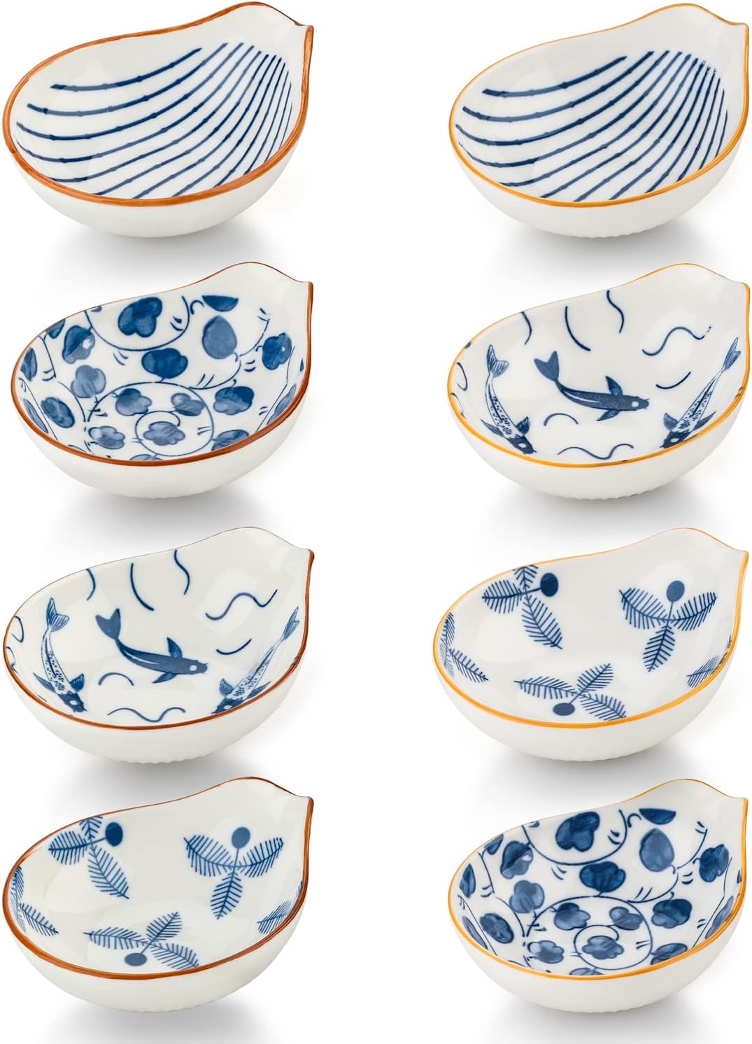 Dip bowl, soy sauce dish ceramic, set of 8 ceramic cutlery