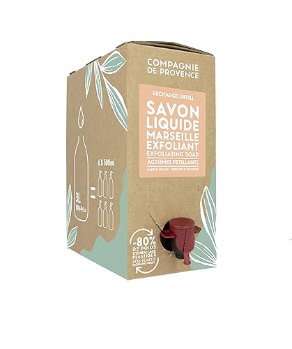 Compagnie de Provence Savon de Marseille Jabón líquido exfoliante, cítricos espumosos, recambio ecológico de 101.4 onzas líquidas