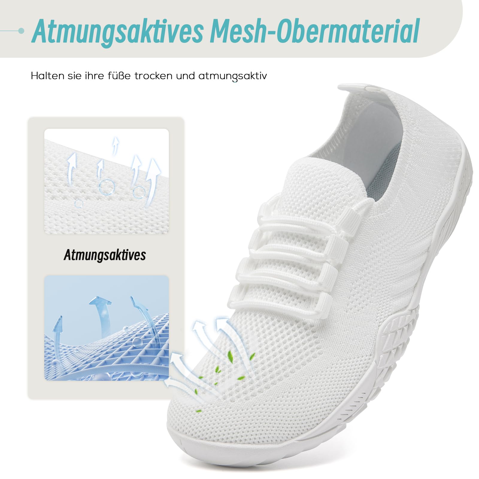 ZGPWZWL Barfuss Schuhe Damen Barfußschuhe Laufschuhe Hallenschuh Bequem Sportschuhe Wanderschuhe Leicht Atmungsaktiv Fitnessstudi Sneaker Zero-Drop Sohle Minimalistische Turnschuhe