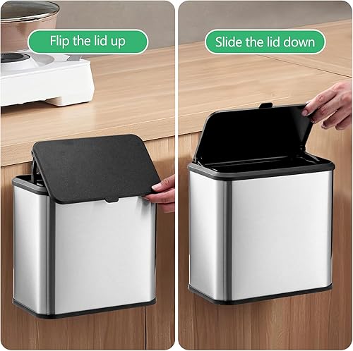 Miniatura 3 de Contenedor de compostaje para cocina, contenedor de compost de acero inoxidable, contenedor de compost interior con 1 filtro de carbón adicional,