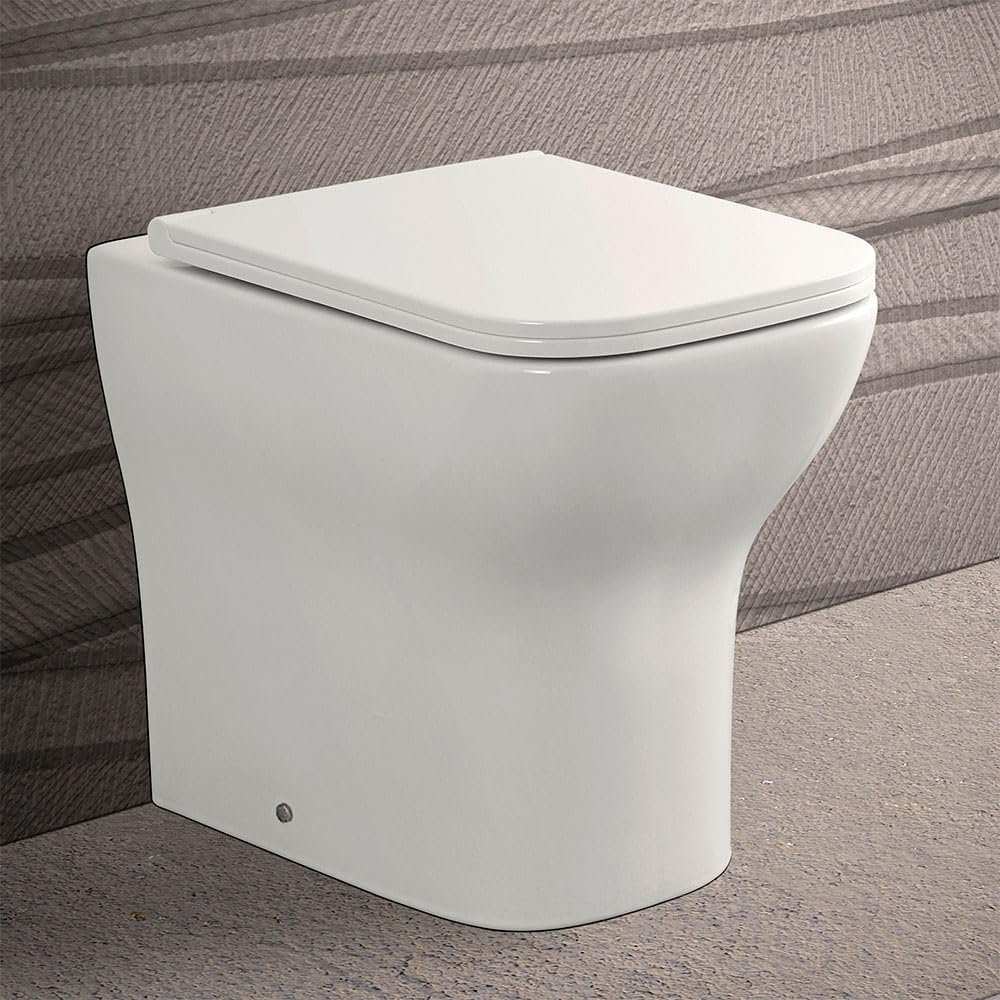 Wc singolo filomuro senza brida bianco lucido, scarico multiplo a parete o a pavimento, fissaggi inclusi, PLANA