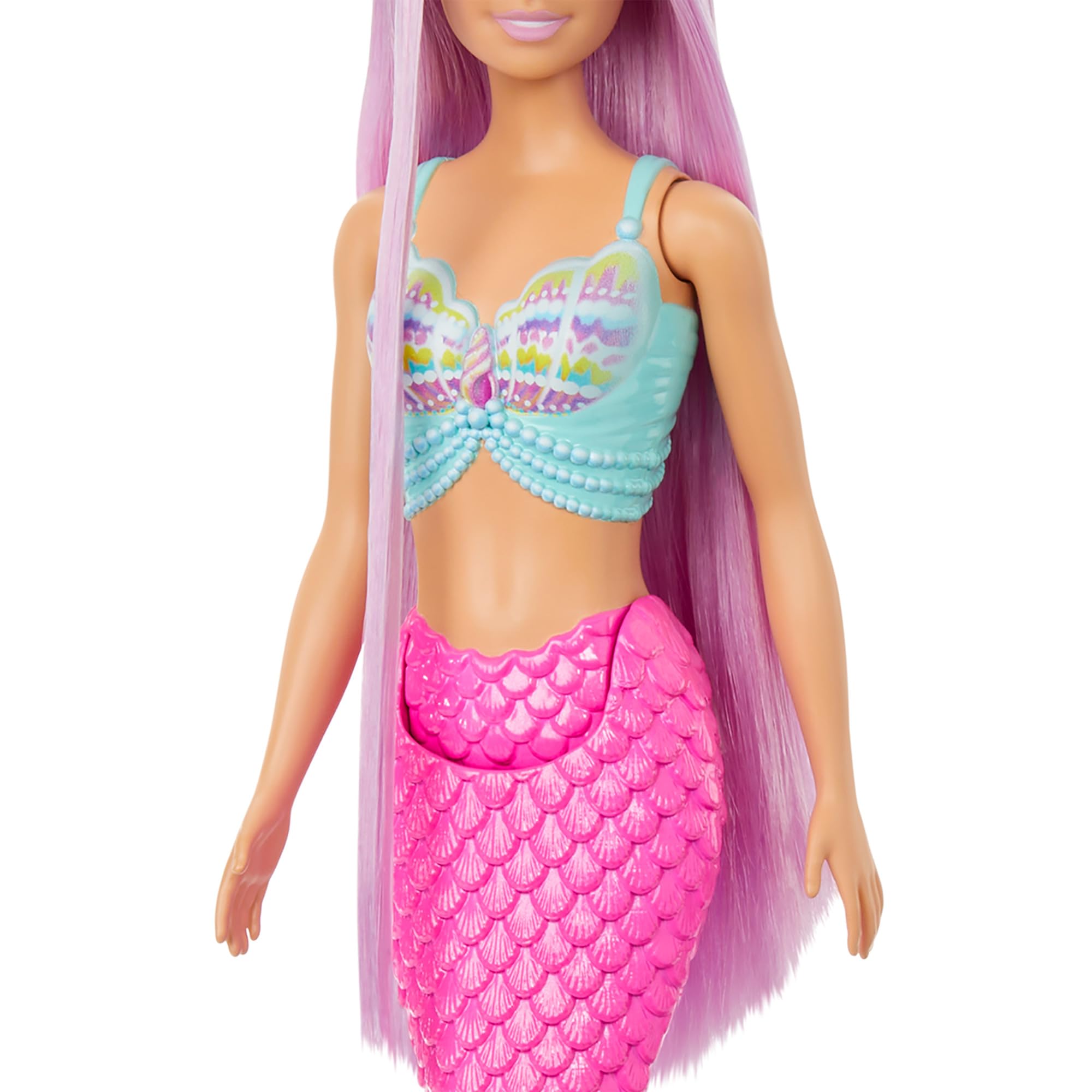 Barbie Syrenka Lalka Długie włosy (pastelowy róż, prawie 18 cm długości) + kolorowe akcesoria do stylizacji, takie jak opaska i spinki do włosów, HRR00