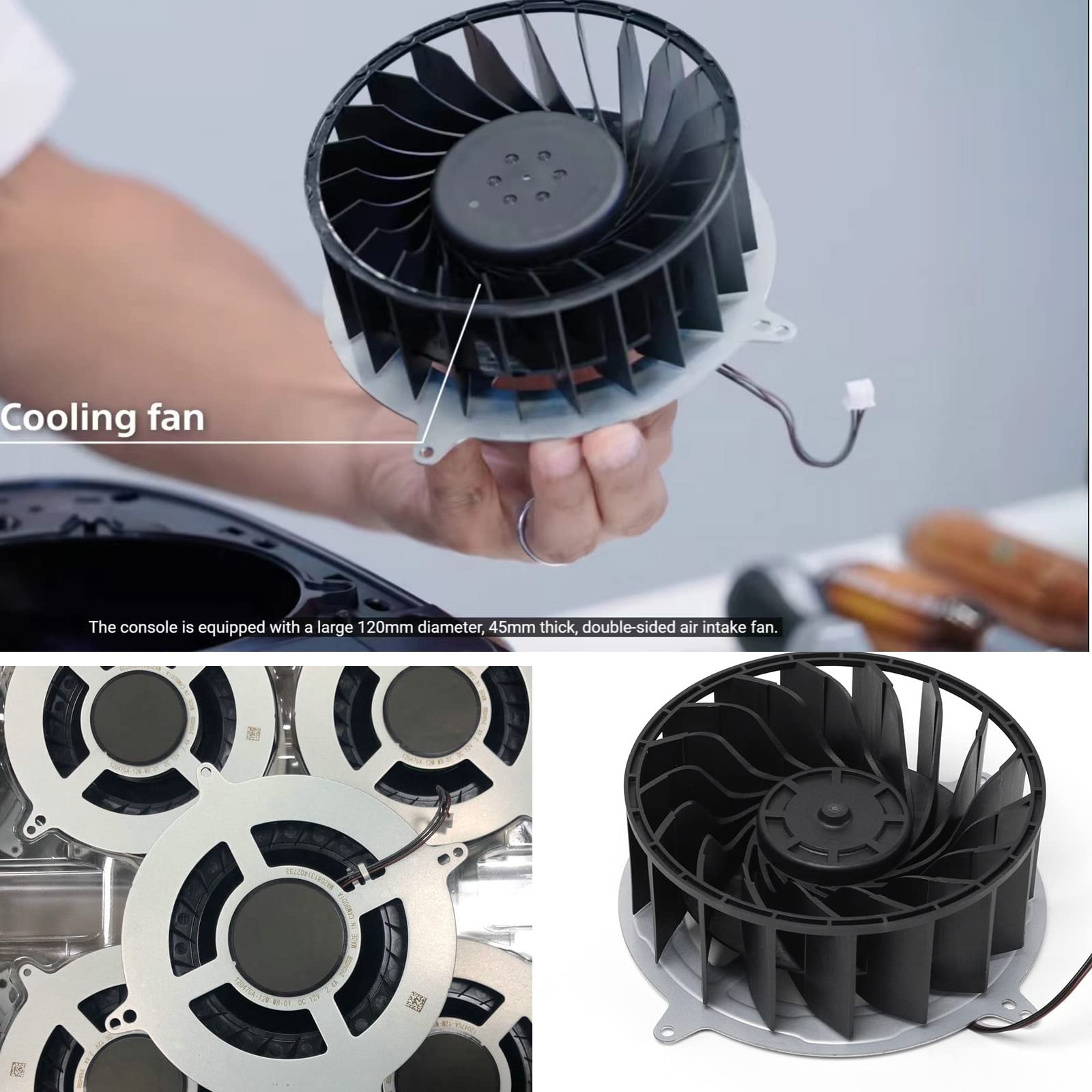 YHZONE Upgrated 23 Blades Quite Internal CPU Cooling Fan Replacement Part Compatible with Sony Playstation 5 PS5 Series12047GA-12M-WB-01 and G12L12MS1AH-56J14 Fan-with Thermal Grease and Screwdriver