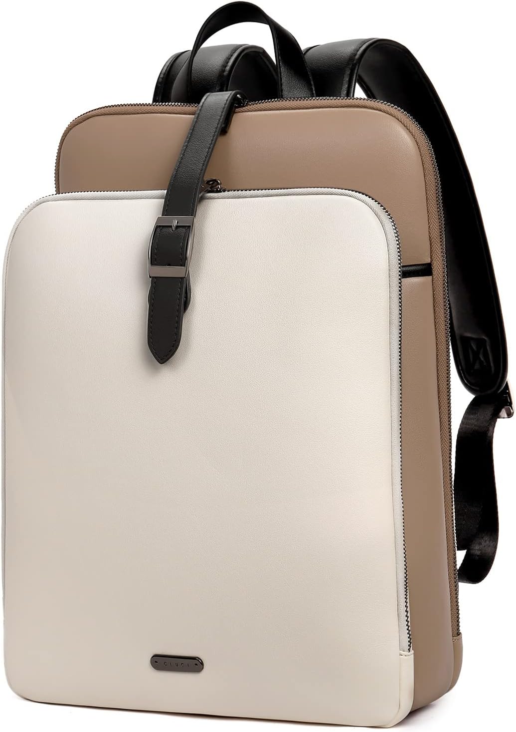 CLUCI Leather Backpack for Women, 15.6 inch Laptop Bag, Large Genuine Work Backpack Travel Back