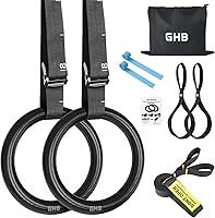 GHB 1.1" Olympic Gymnastic Rings with Adjustable Straps - 1200lbs Pull Up Rings for Home Gym Workouts & Bodyweight Training
