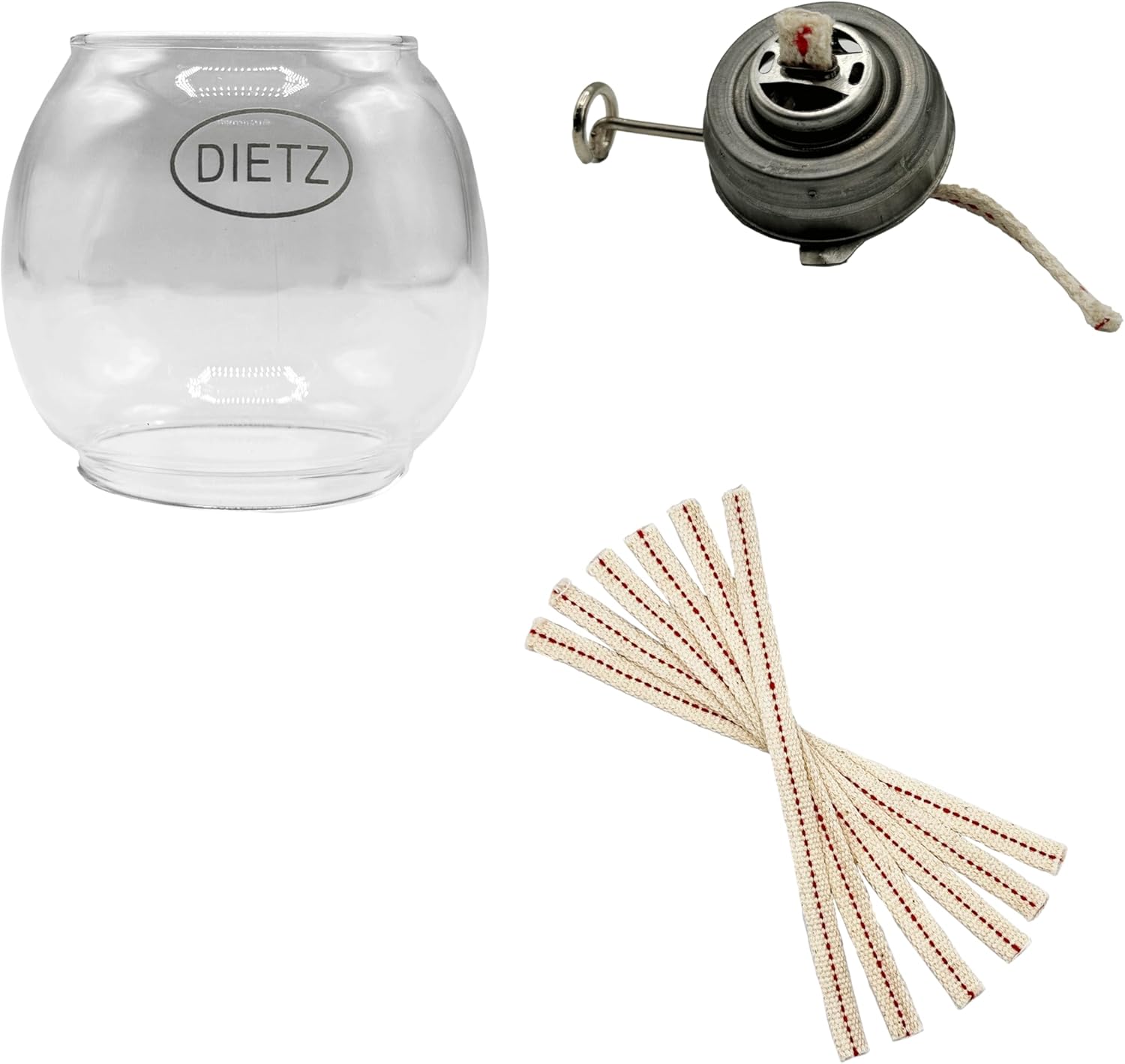 Light of Mine - Dietz #50 Comet Replacement Kit Including Globe, Burner, and 100% Cotton 3/8" Wick Strips (Comet)