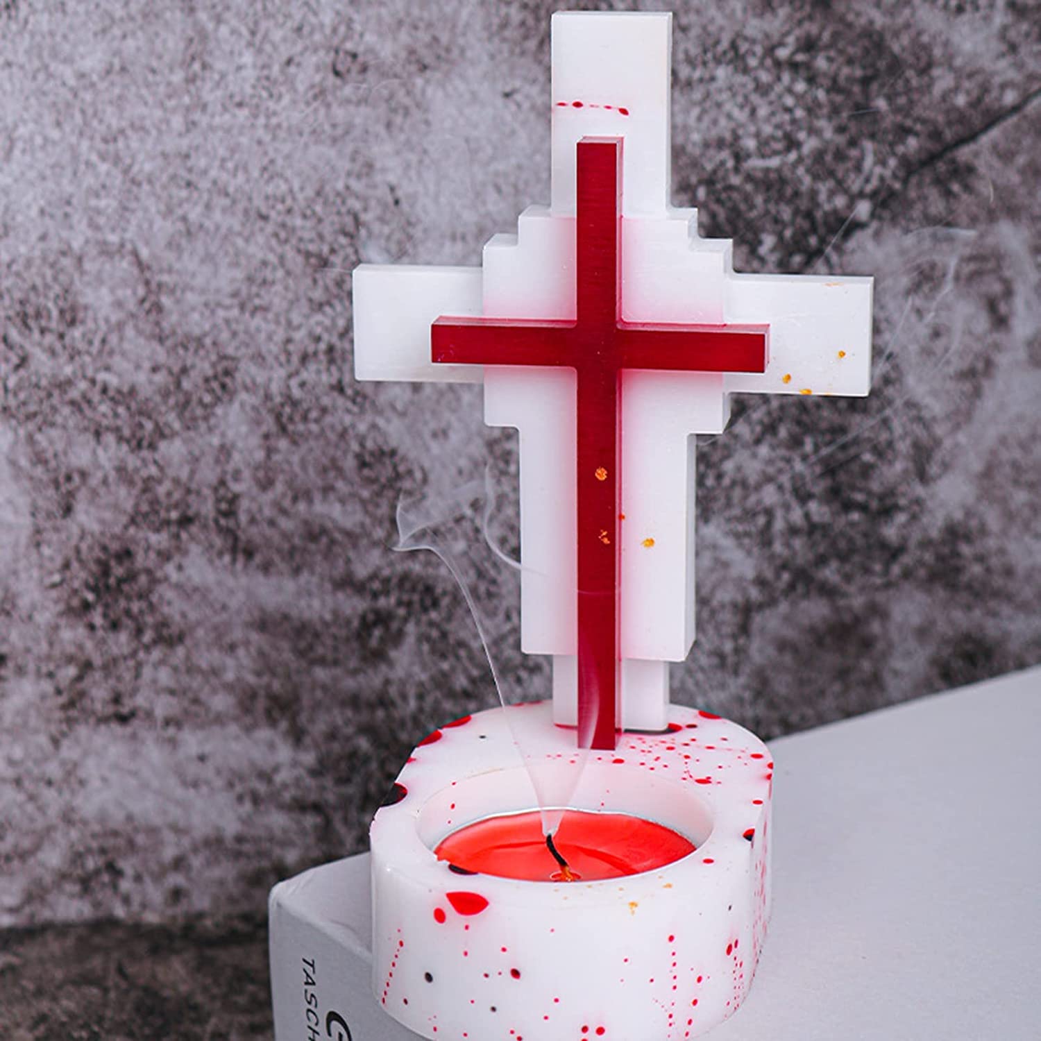 Jesus Cross Resin Moulds with Base Silicone Candle Mold for Epoxy Resin Casting Cross Candle Holder Silicone Mold with Base for DIY Resin Casting Crafts and Cement Home Decors, Clear (ARM251)-image-44