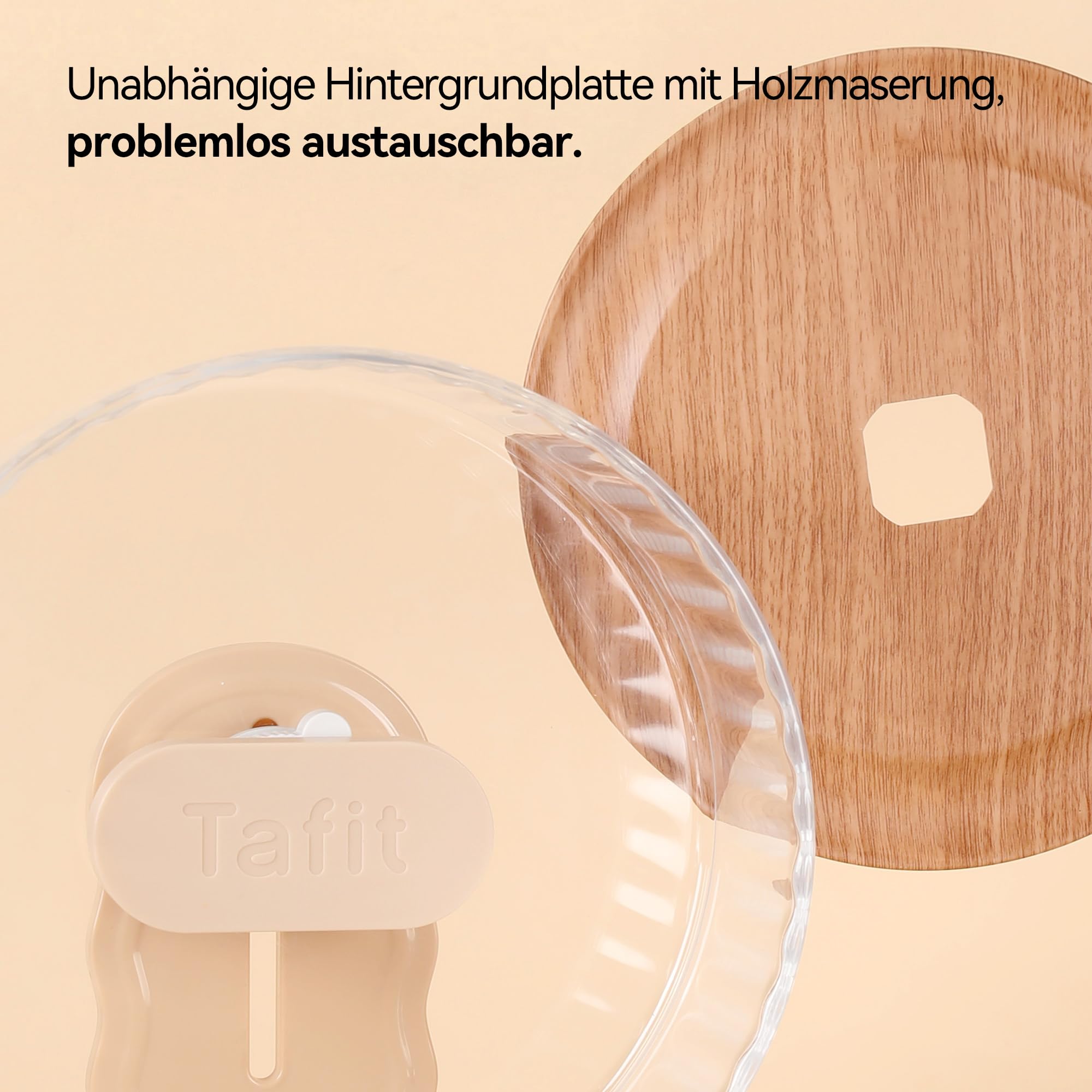 Silent Hamsterrad 22 cm mit Holzoptik-Rückwand – Höhenverstellbares, leises Laufrad mit Doppellagern für Zwerghamster, Mäuse, Igel & Kleintiere (Warmbraun)