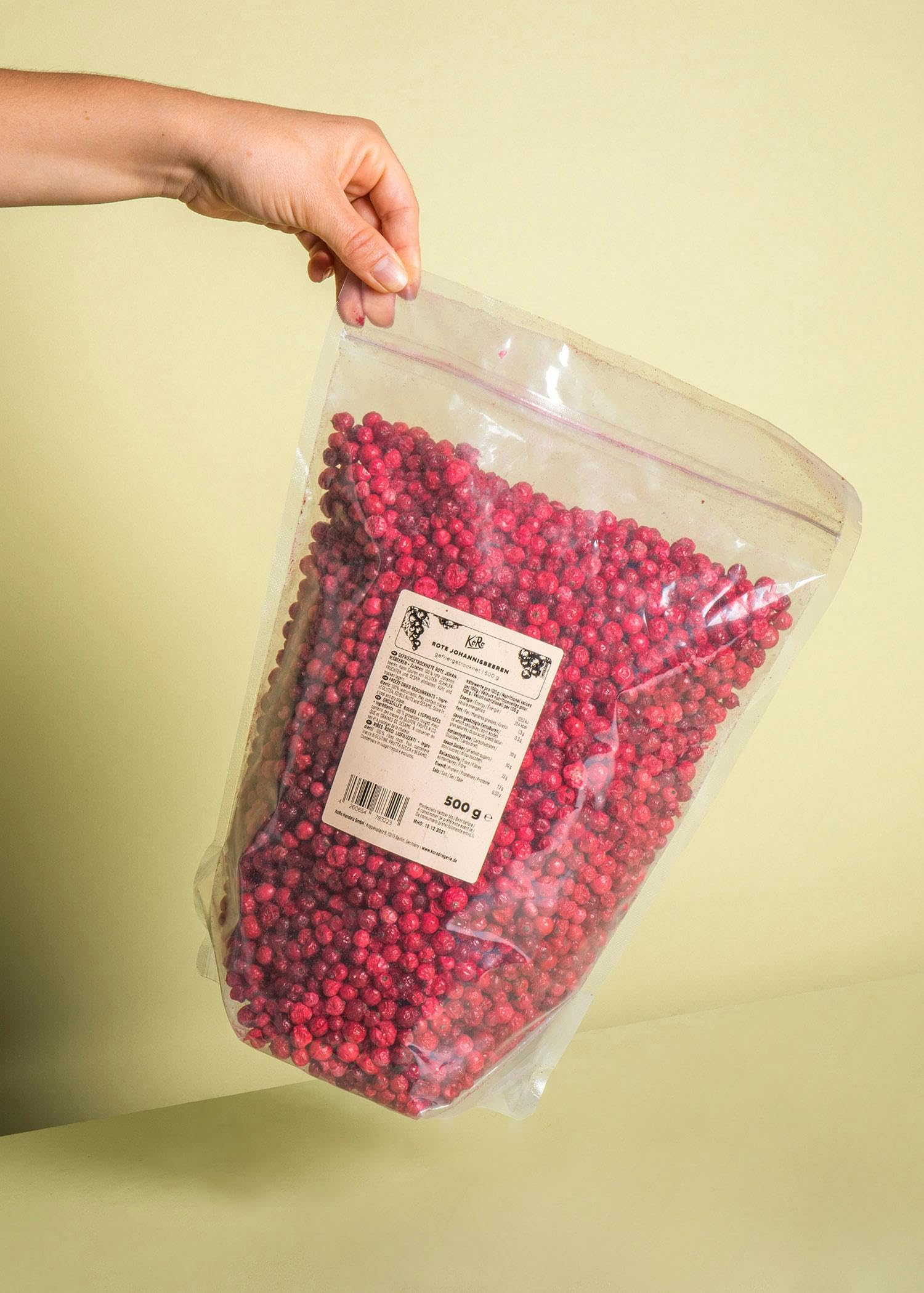 KoRo - Ribes rossi liofilizzati 500 g - sul porridge, lo yogurt oppure come snack - confezione convenienza