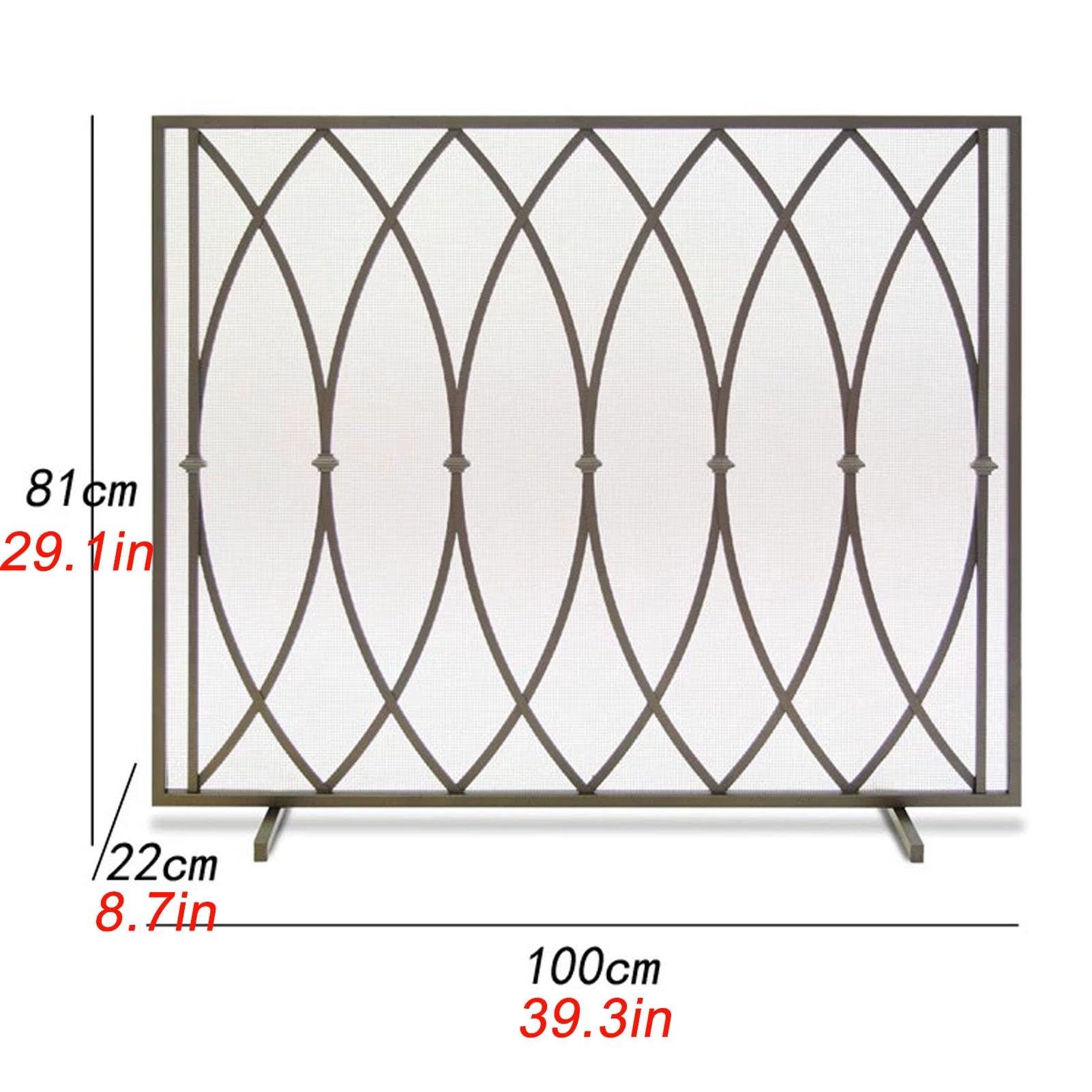Quadratischer Kaminschutzgitter mit Einzelpaneel, Freistehender Ofenschutzgitter mit Feinem Gitter, Funkenschutzgitter für Kamine und Öfen, für Wohnzimmer(Metallic)