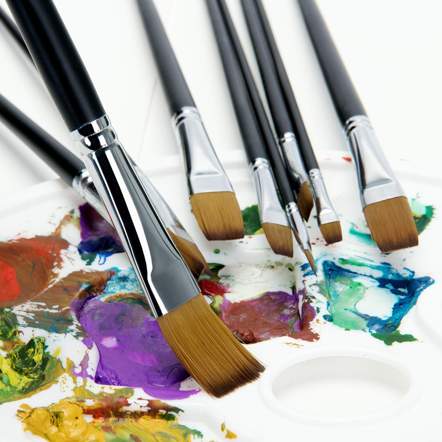 INKgrafiX®ART Set 9 Pennelli Professionali Per Acrilico, Olio E Acquerello - Punta Fine E Impugnatura Ergonomica
