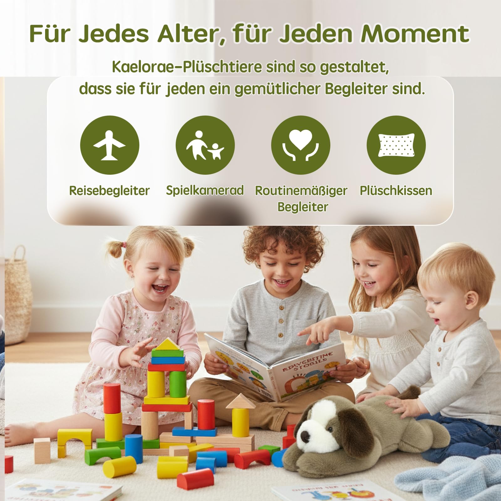 Hund Gewichtetes Plüschtier Kuscheltier, kuscheliges Stofftier für Erwachsene Kinder, Weiches Plüschkissen für Umarmungsgefährte zur Angstlinderung und Schlafunterstützung (Hund, 65cm)