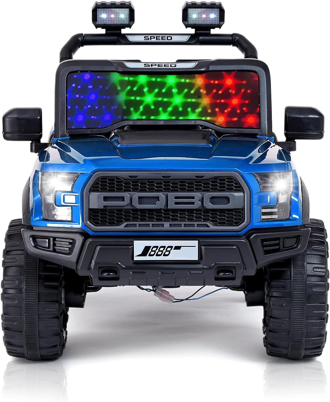 Kawaii Kids Electric Battery Operated Big Size Ford Jeep - Ride on Toy Car with Bluetooth & Exclusive Non Corossive Painted Jeep with Lights for Kids (2 to 8 Years) (Painted Blue)