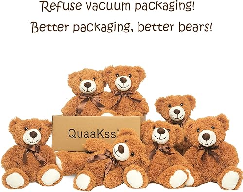 Miniatura 2 de Quaakssi Ositos de peluche a granel, 12 paquetes de osos de peluche, regalo para niños y novias, osos de peluche de 13.5 pulgadas de color marrón