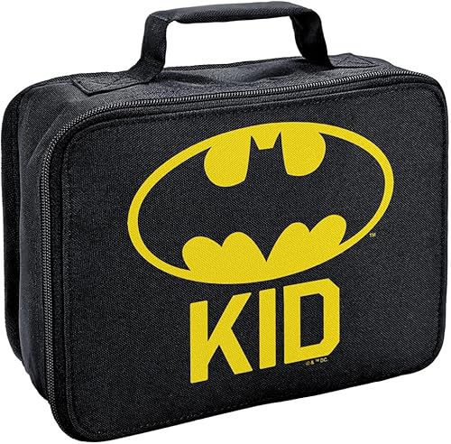LOGOVISION Lonchera con logotipo de Batman Bat Kid Shield con aislamiento de lados suaves, bolsa de almuerzo reutilizable para trabajo escolar y
