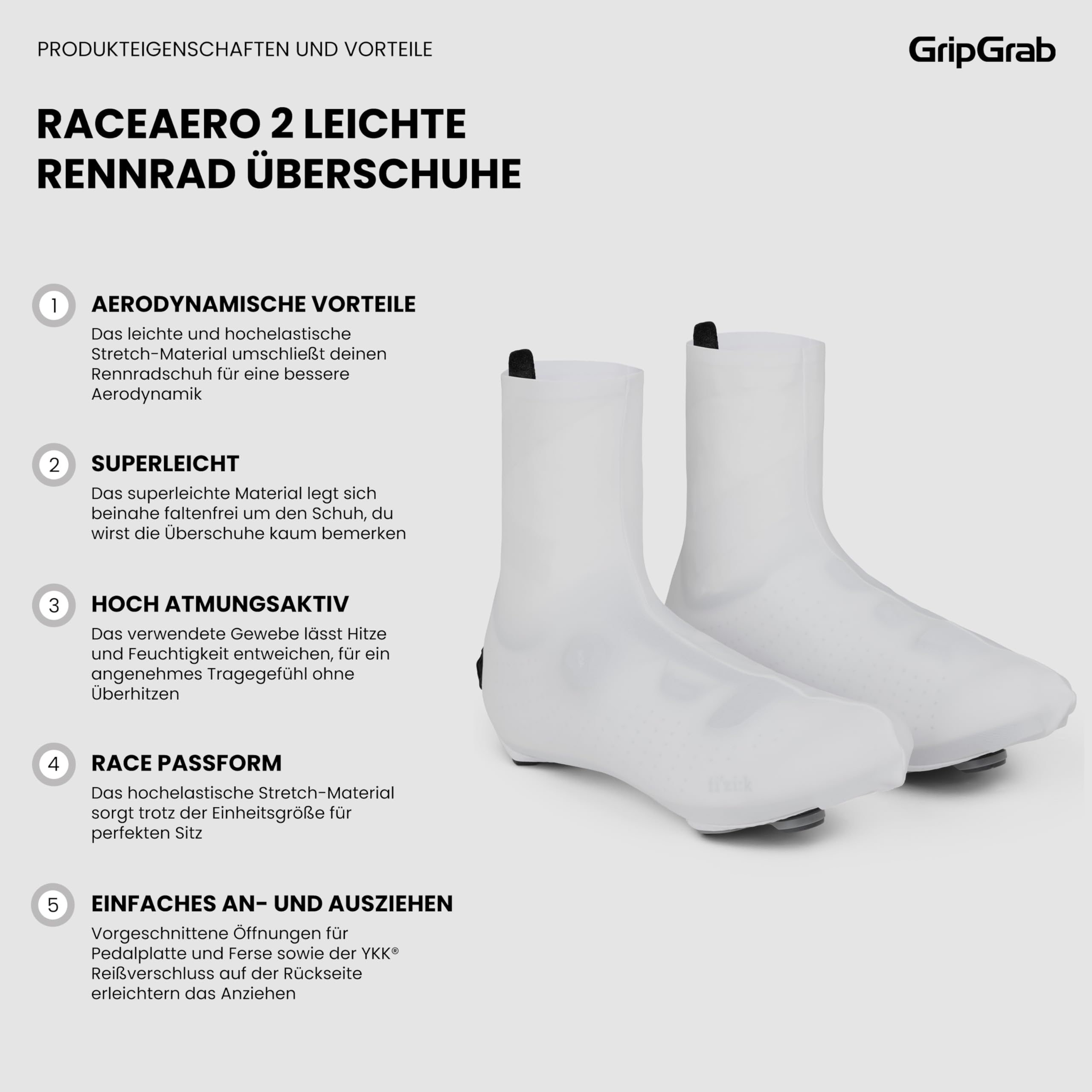 GripGrab RaceAero 2nd Edition Dünne Sommer Rennrad Überschuhe Leichte Aero Radsport Überzieher Zeitfahren Radrennen