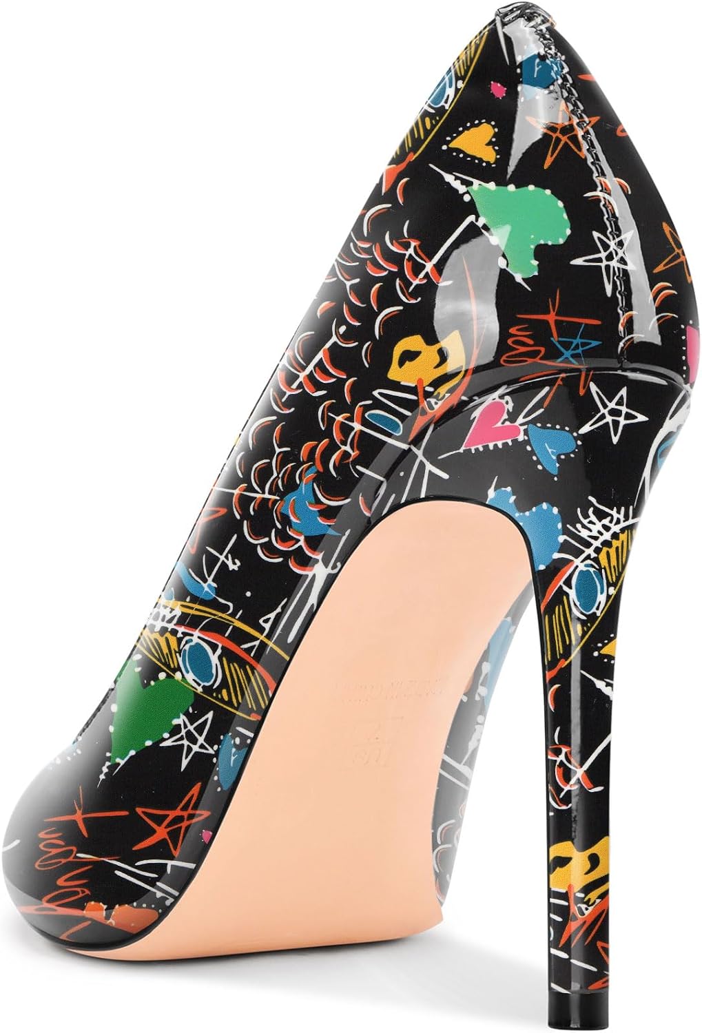 Saekcted Womens Stiletto High Heel Pointed Toe Pumps Slip-on Party Basic Classic Patent Leather 3.9 Inches Heels - Image 5