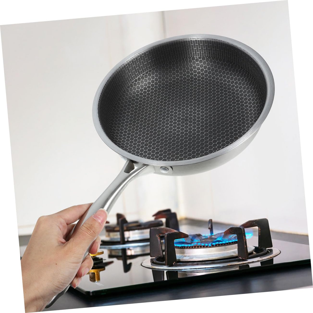 Alipis Padella in Acciaio Inossidabile Con Intaglio Nido D'ape Per Cottura Uniforme Padella Antiaderente Per Frittate e Uova Su Tutti i Piani Cottura Casseruola Per Bistecche e Cibi Vari