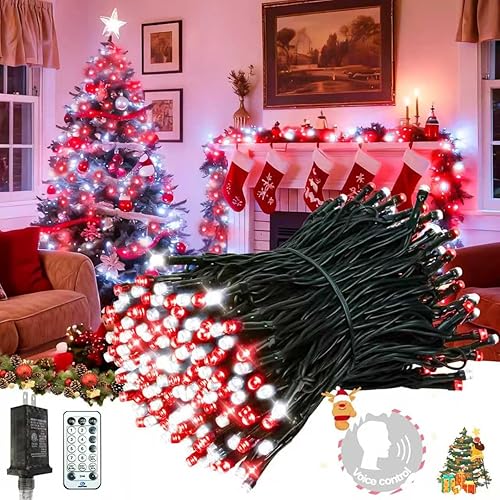 Miniatura 23 de 240 luces LED inteligentes de Navidad que cambian de color controladas por aplicación, cadena de luces RGB parpadeantes impermeables de 95 pies,