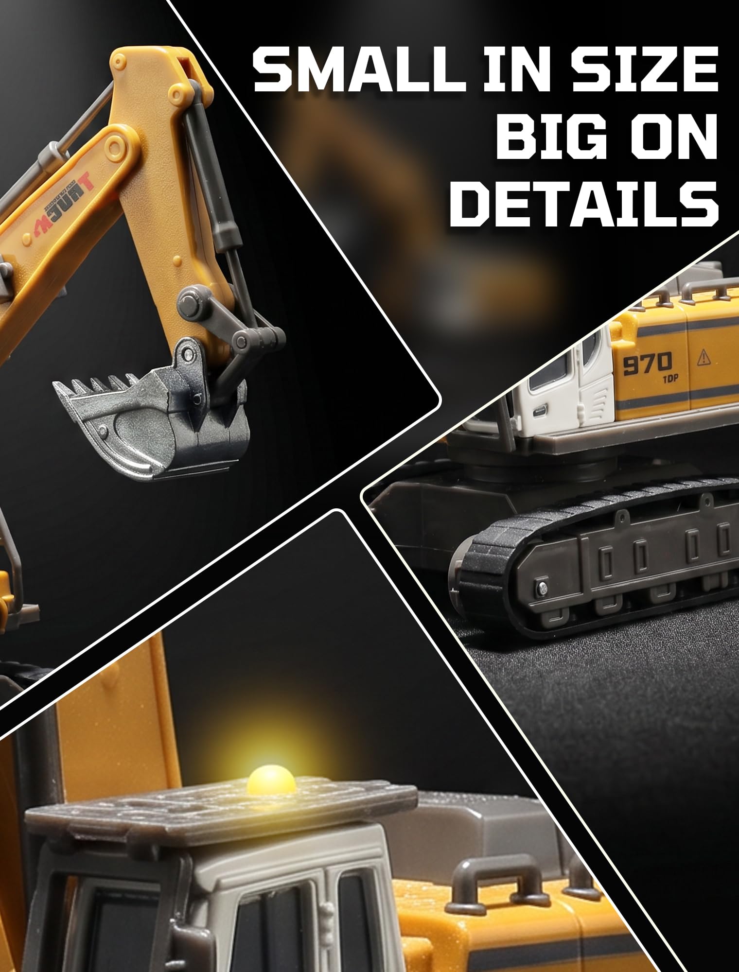 11-Kanal Mini RC Bagger, Ferngesteuerter Bagger für Erwachsene, Metallschaufel aus Legierung, Type-C wiederaufladbar, Baustellenfahrzeug-Spielzeug für Jungen ab 3 Jahren