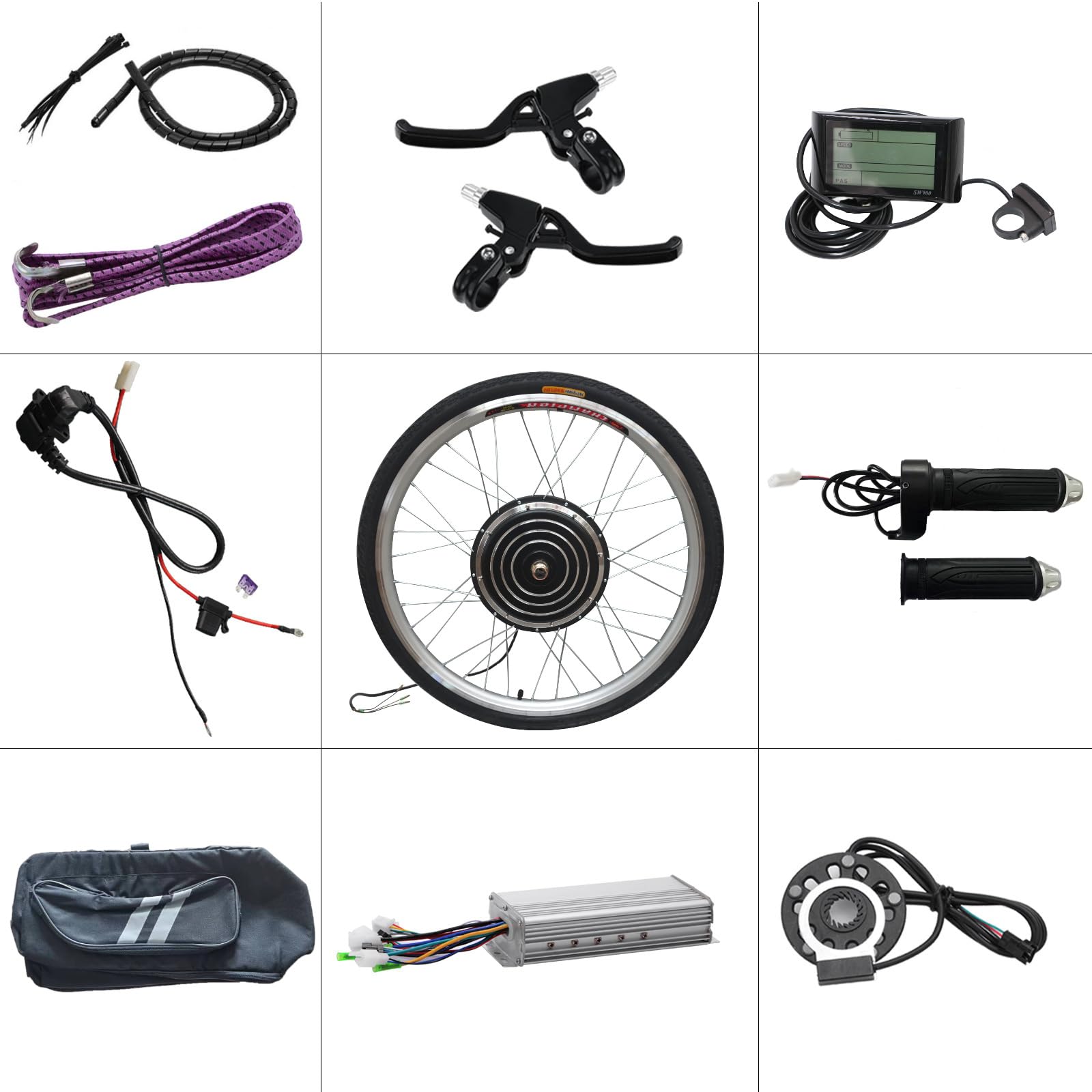 Amebee E-Bike Wheel Conversion Kit 24in 1000W Front Wheel Drive with Power Controller LCD Display Turn Bike to Ebike Electric Wheel Tires Bicycle Modifiy Parts Kits (24in 1kw 48v Front Drive)