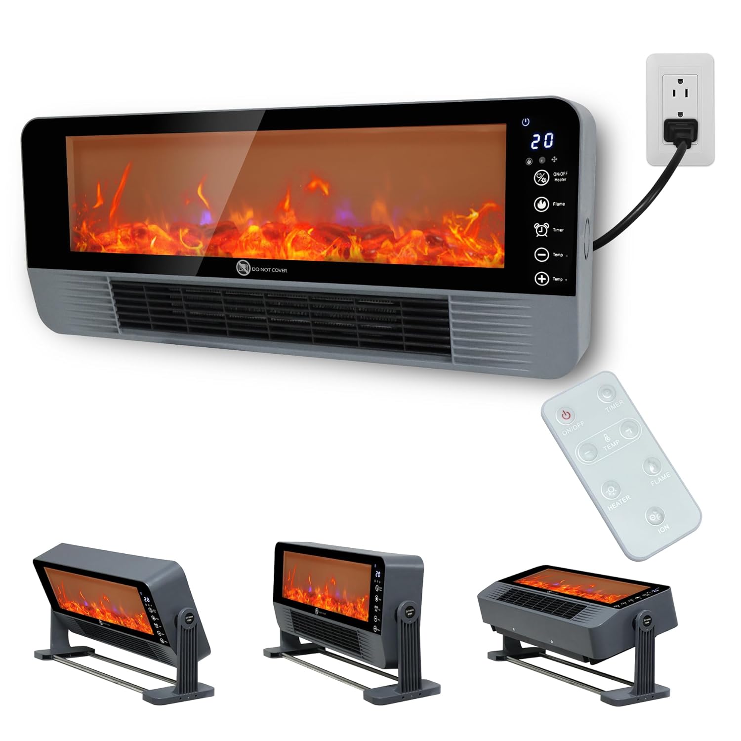 Space Heater Fireplace Heater Heaters for Indoor Use with 3D Flame Effect 1500W Portable Air Conditioner Fast Heating