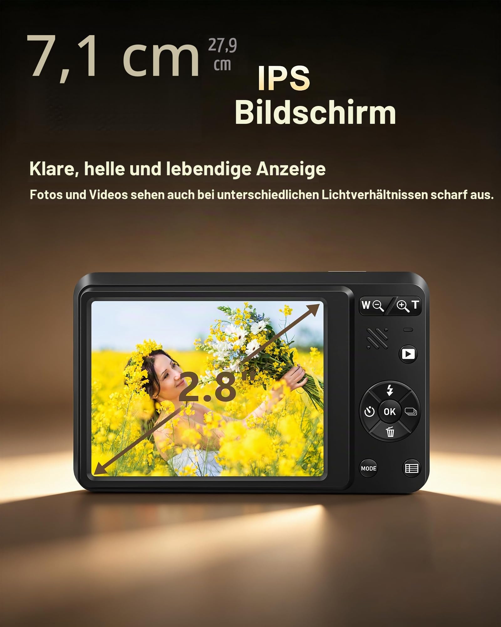 Digitalkamera 4K 64 MP, 2,8" IPS Display Autofokus‑Kamera