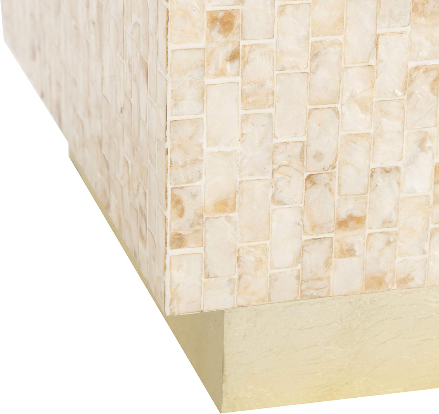 SAFAVIEH Home Collection – Juno Rectangle Mosaic Faux Mother of Pearl Side Table, Modern Luxe Accent Table with Gold Base, Fully Assembled (TRB1009A)