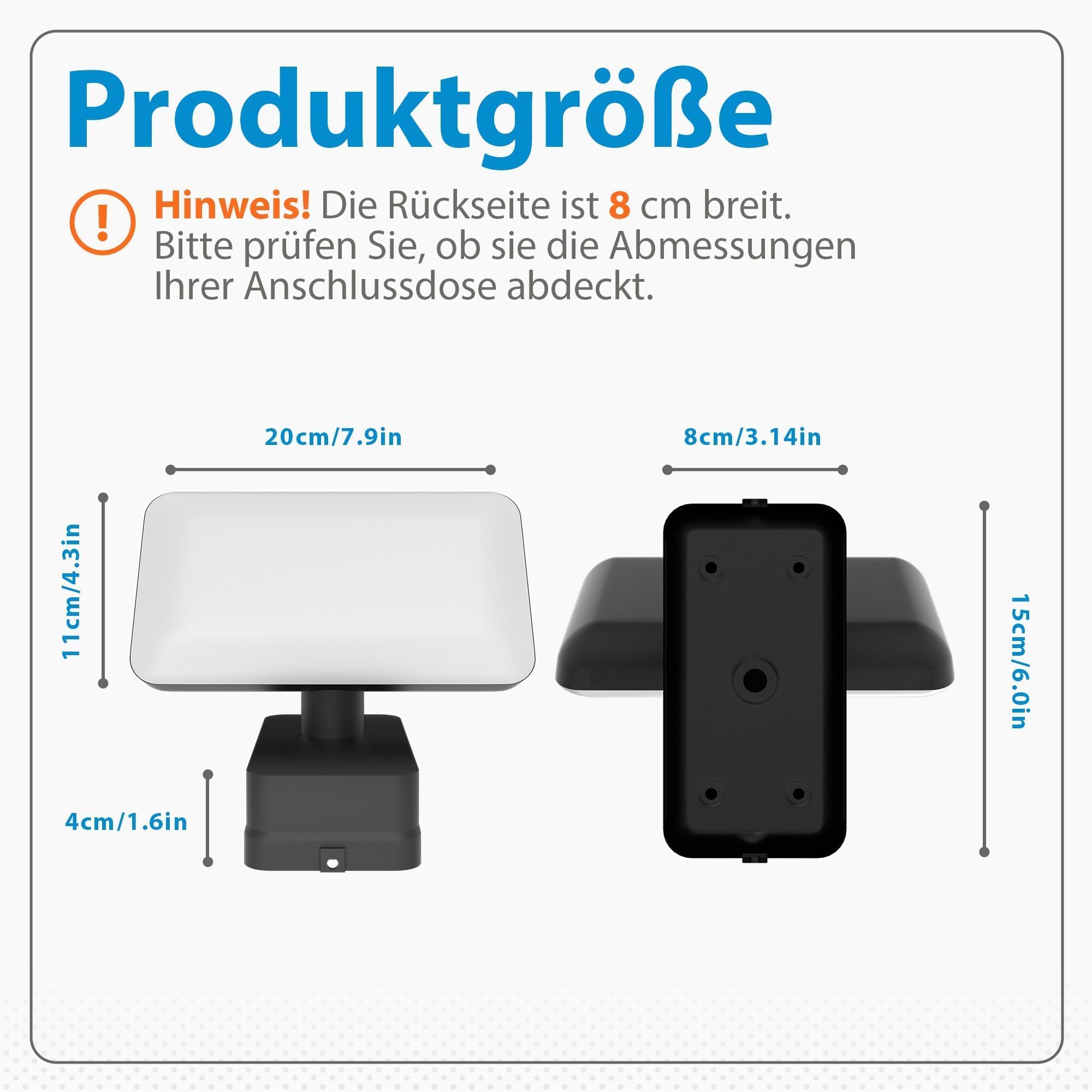 20cm LED Wandleuchte Außen 18W, 350° Schwenkbar Villa Wandleuchte Anthrazit IP65 Wasserdicht, 3000K Außenlampe für Außenbeleuchtung Hauswand & Terrassenlampen