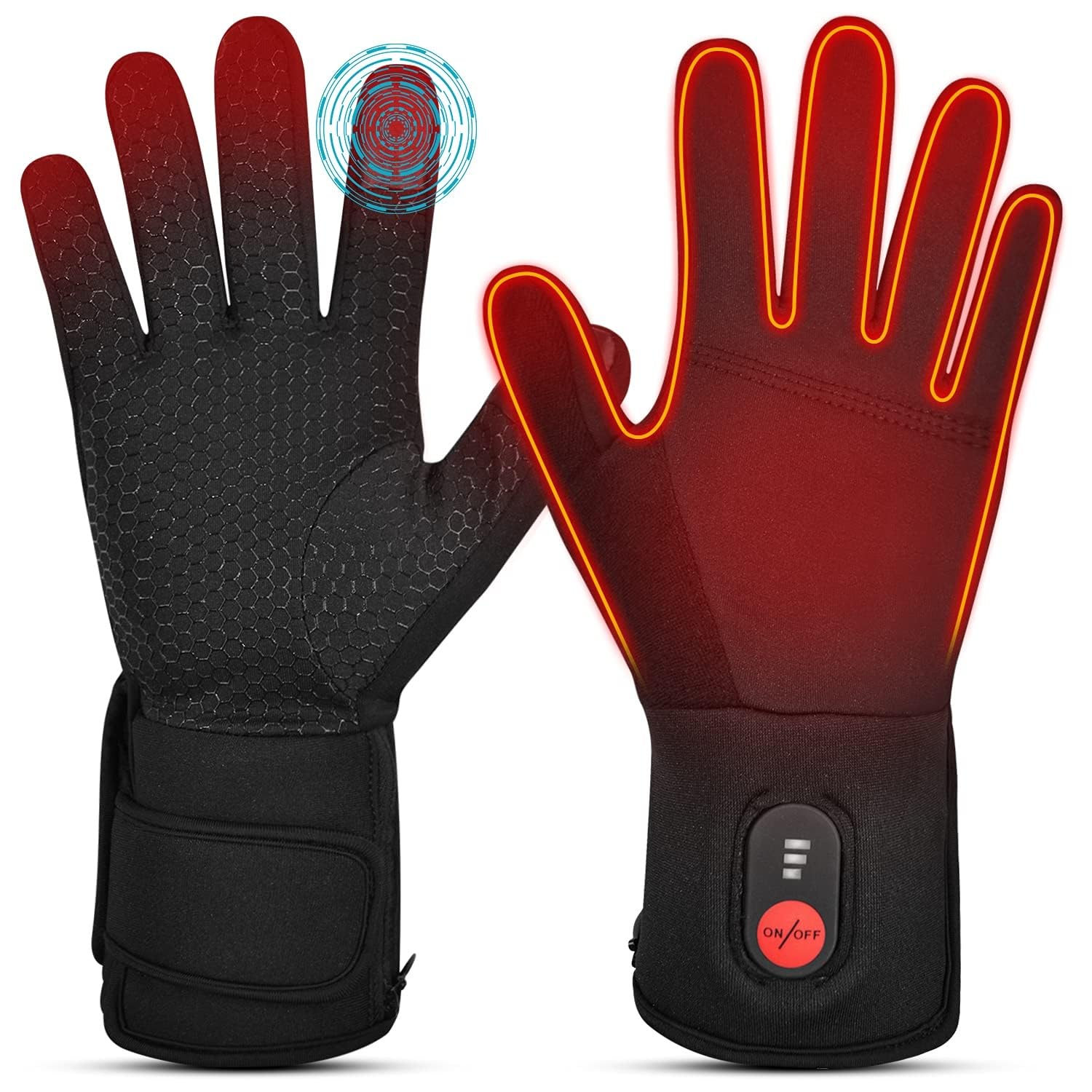 Sun Will Raynaud Guanti riscaldati per uomo e donna, batteria ricaricabile, guanti riscaldati sottili, termici invernali per ciclismo, guida, caccia, lavoro, corsa, campeggio, scaldamani per artrite