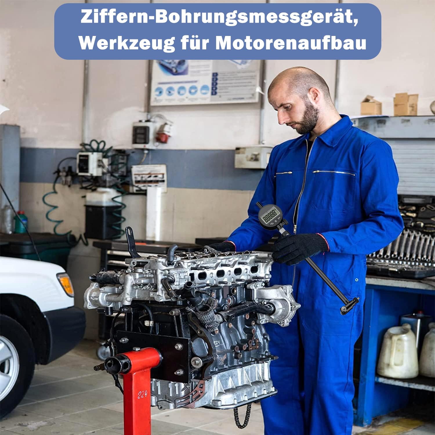 Digital Bohrungslehre Messuhr Set 50-160 mm, Bohrungsmessgerät Messuhr Präzision 0,01 mm, Innendurchmesser Metrisch/Zoll Anzeige mit 12 Messspitzen für Formabweichungen （Schwarz）