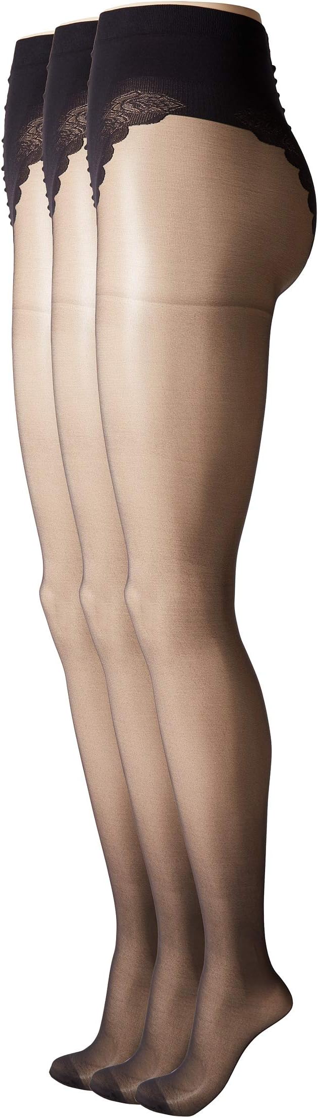 So Sexy French Lace Sheer Control Top Pantyhose (3-Pack)