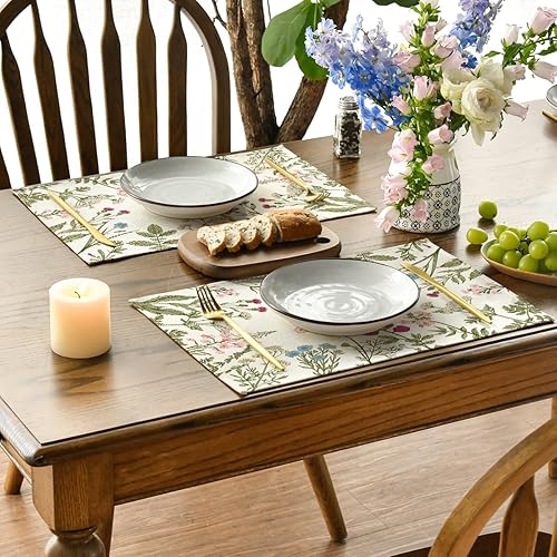 Miniatura 3 de Artoid Mode Juego de 4 manteles individuales de primavera de 12 x 18 pulgadas para decoración de fiestas, cocina, comedor