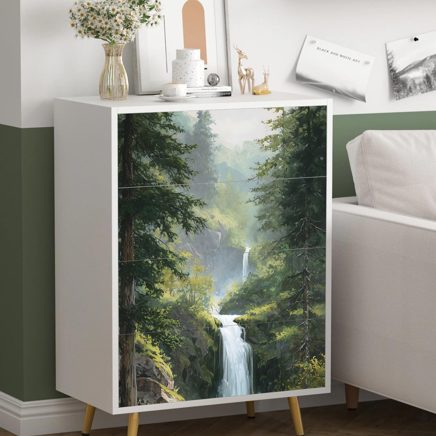 ANNA QUEEN 14 PCS Peel and Stick Stair Stickers – 39x7 Inch, Nature-Inspired Waterfall Design for Stairs & Walls