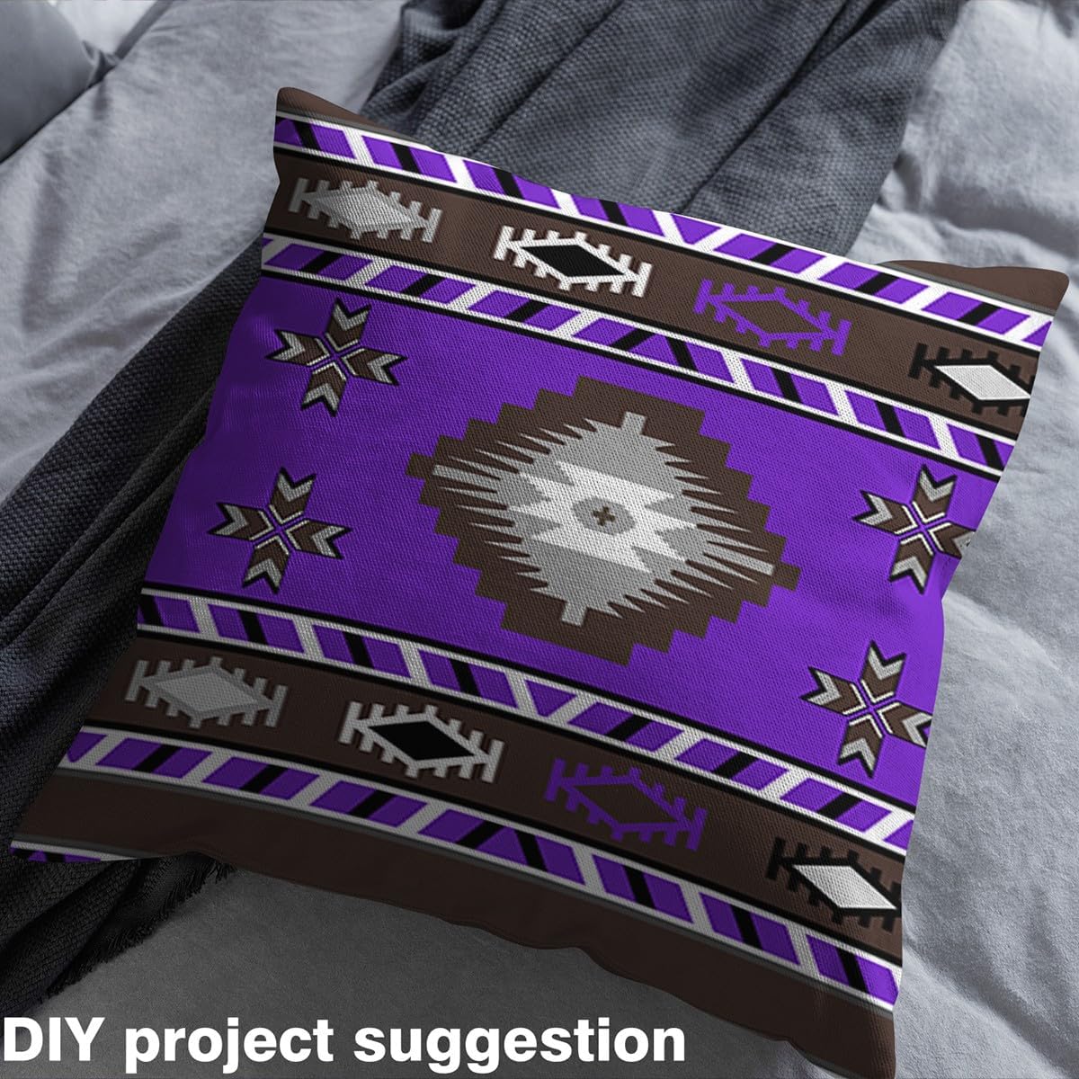 Erosebridal Southwestern Fabric by The Yard Rustic Tribal Aztec Upholstery Fabric Exotic Boho Geometric Material for DIY Upholstery Vintage Ethnic Mexican Style Pattern,2 Yards,Purple