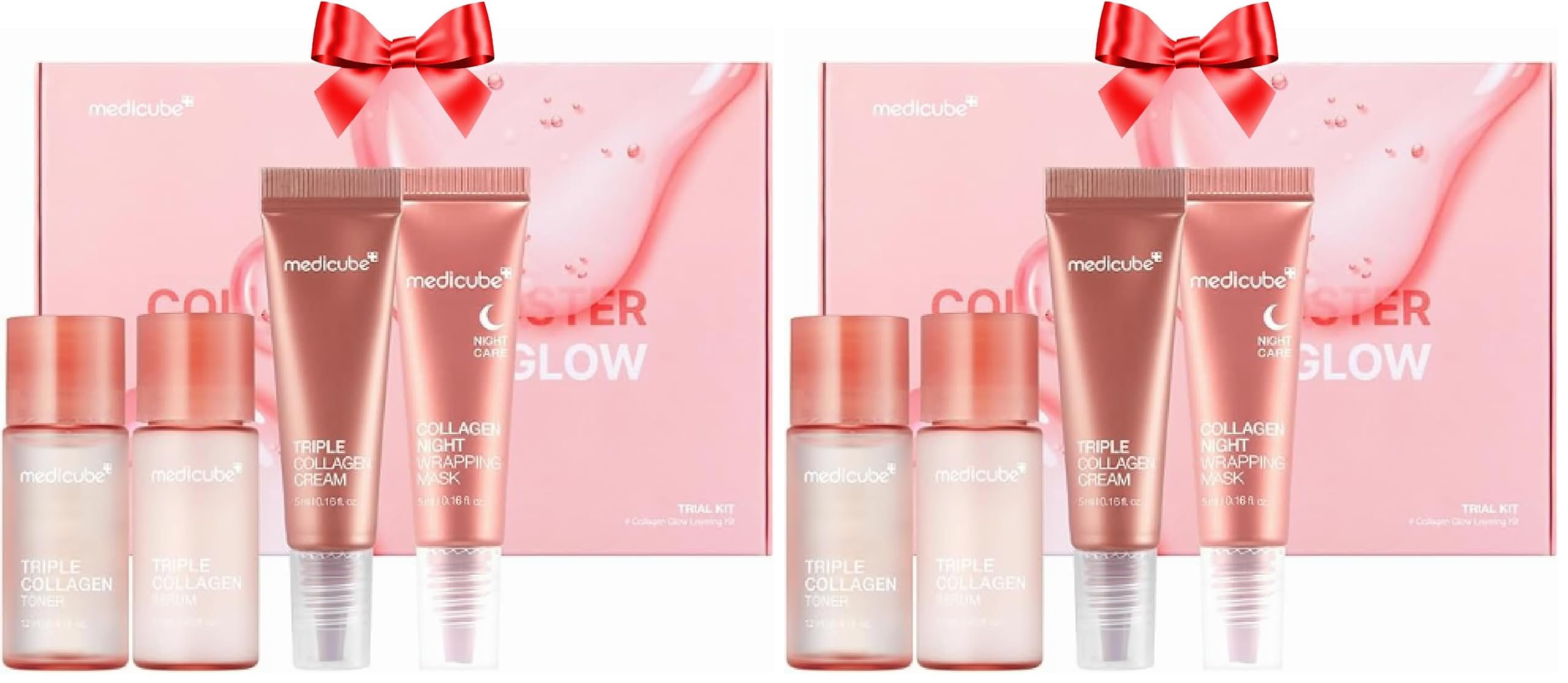 medicube Glass Skin Collagen Trial Kit | Korean Skincare Set and Kit | Gifts for women | 4-Step Skincare Set for glowy skin | Travel Size (Pack of 2) 4 Count (Pack of 2)