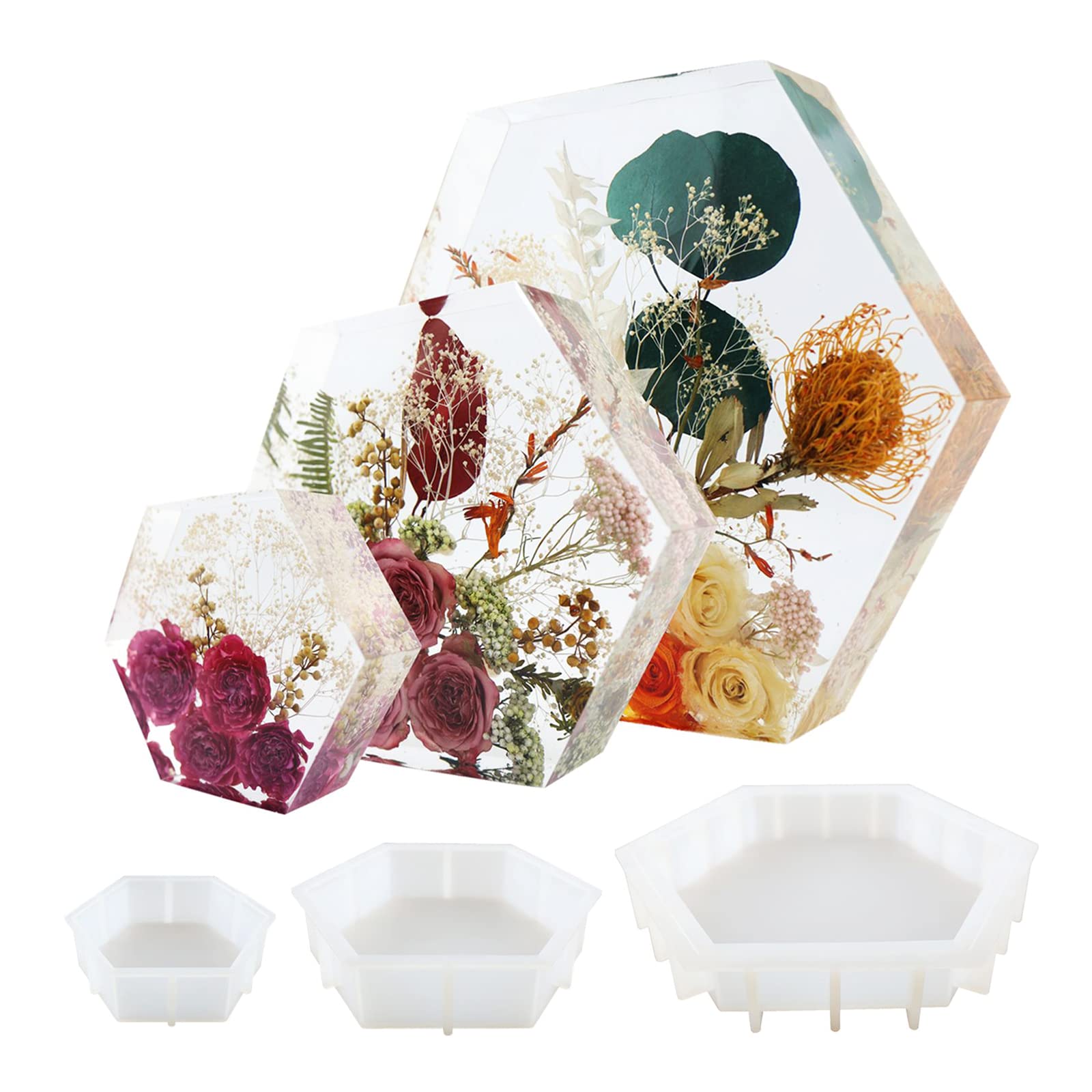 Moule en résine époxy, grand, moyen et petit, mise à niveau, moule Hexagonal en Silicone pour préserver les fleurs, bricolage, cadeaux de mariage, de saint-valentin, moules de décoration intérieure